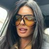 Luxury Sunglasses Women Men Metal Frame Classic Pilot Sun Glasses Big Black Yellow Lens Trendy Shades Eyewear