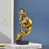 Home Decor Thinker Statue Sculpture Silence Is Gold Figurines Resin Retro  For Office Study Living Room Abstract Face Ornaments