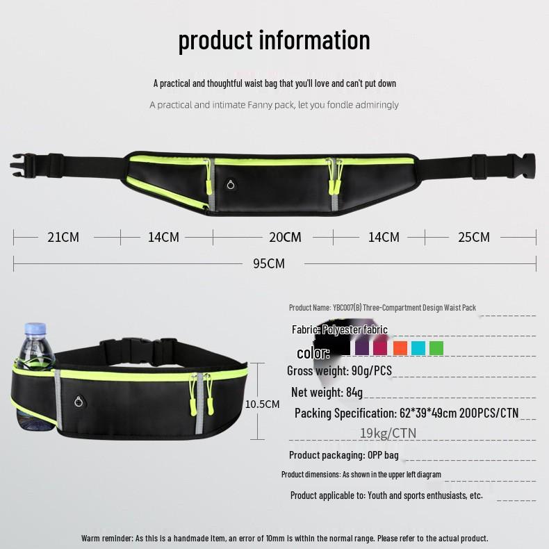 Waterproof Multi-Functional Running Waist Pack with Phone and Water Bottle Compartments