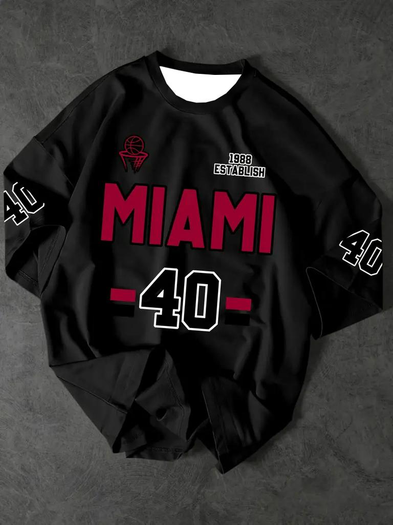 Men's Sports Jersey Miami NO.40 Print Short Sleeve T-Shirt Summer Graphic Tee Jerseys Plus Size Women's Sport T-Shirt Tops