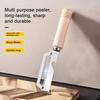 Curățător de legume cu mâner ergonomic din lemn 2-în-1 Deschizător de sticle Lamă lată curbată Curățător ascuțit pentru cartofi mere citrice morcovi Gadgeturi de bucătărie