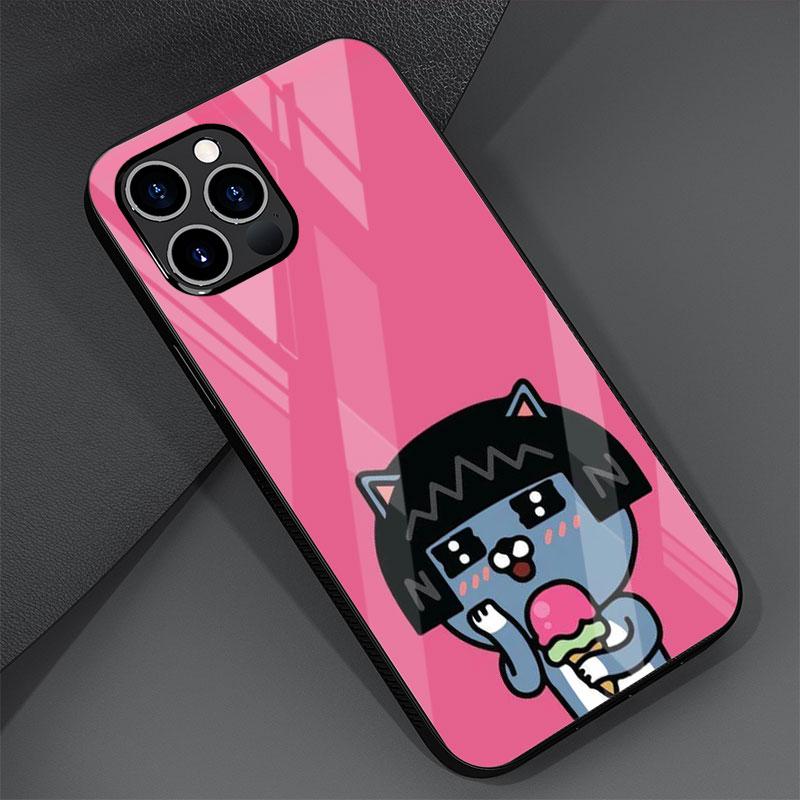 Kakao Friends Cute Glass Case For Apple iPhone 14 13 Pro 11 12 7 8 Plus SE 2022 XR X XS Max 6 6S Tempered Phone Cover Cartoon