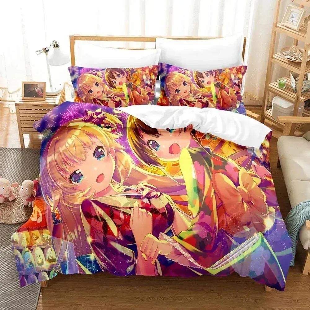 Anime Akai Haato Bedding Set Duvet Cover Bed Set Quilt Cover Pillowcase Comforter King Queen Size Boys Adult Bedding Set