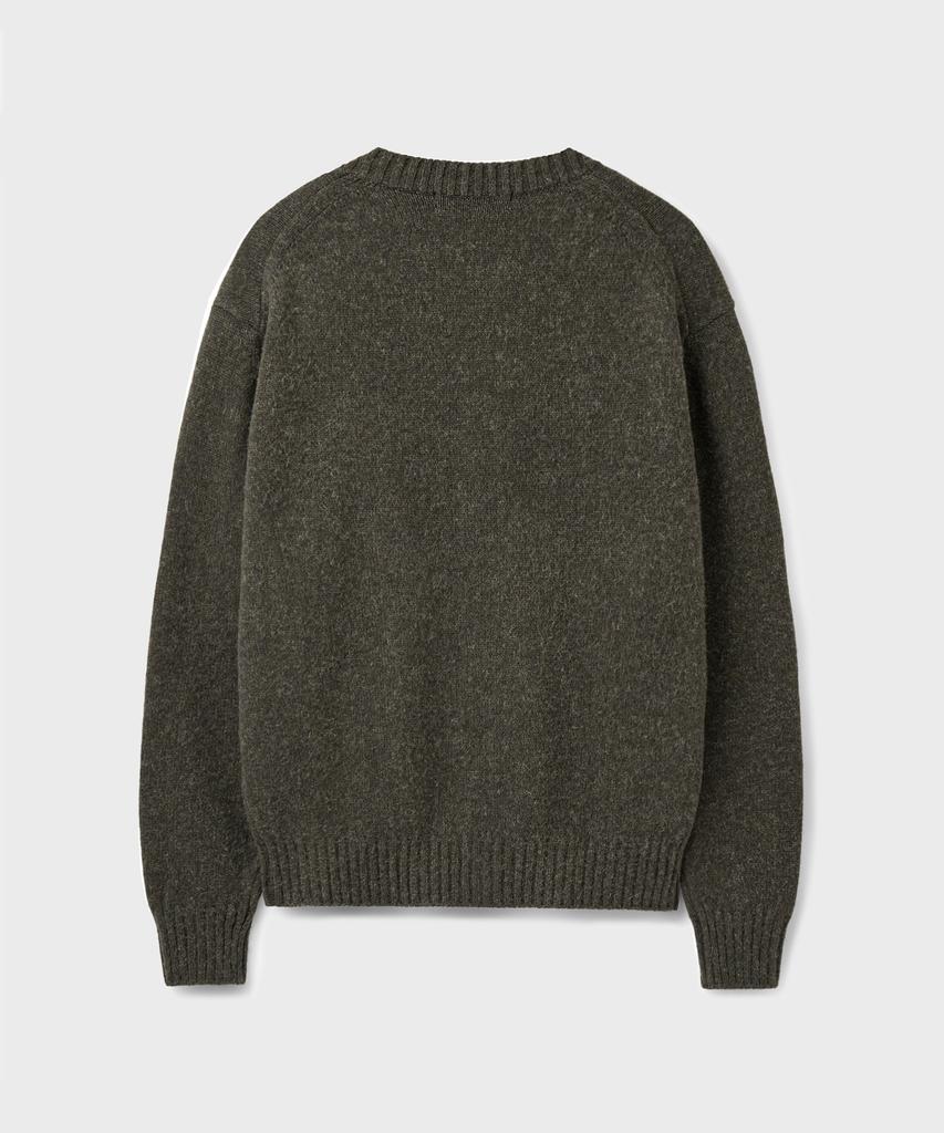 Branded Brushed Alpaca Cardigan [Dark Olive]