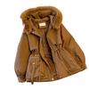 Women's Mid-Length Winter Cotton Coat with Genuine Fur Collar and Thick Velvet Padding