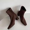 Short Boots for Women with Pointed Toes and Thick Heels for Autumn and Winter New Back Zipper Comfortable Naked Boots for Women