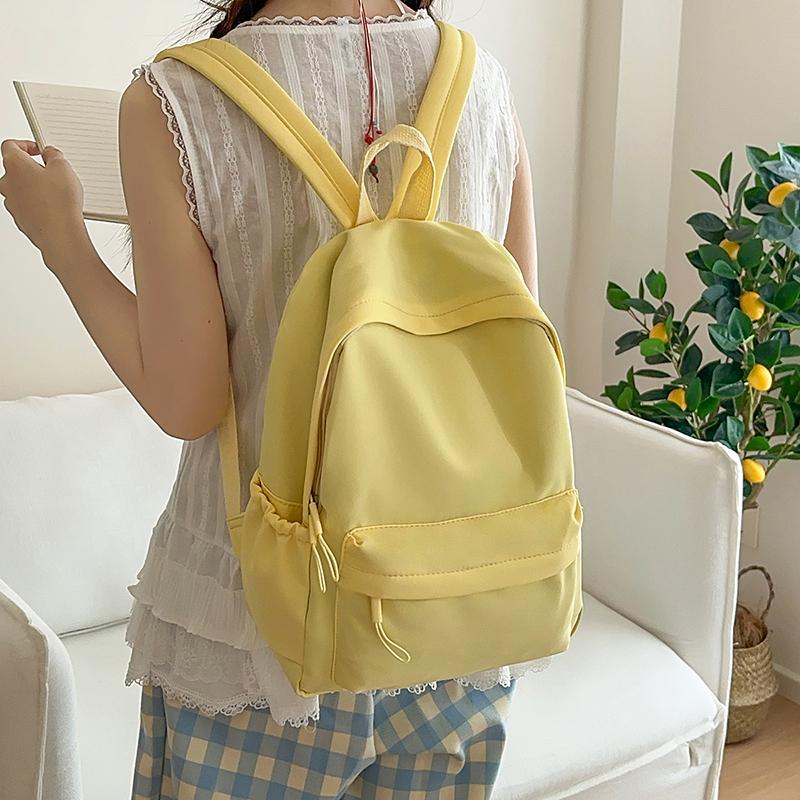 Solid Color Backpack Large Capacity Student School Bag College Style Backpack
