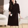 Women's Spring/Autumn Corduroy Long Sleeve Shirt Dress - Slimming, Age-Reducing Fit
