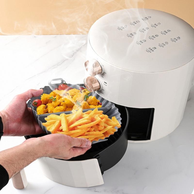 Multifunktionell silikonform för airfryer Högtemperatur bakform Bakning delikatesser Tvådelad avdelning