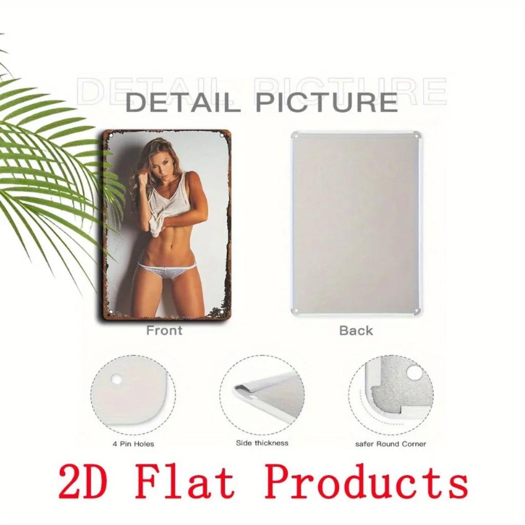 Vintage Metal Wall Art 12x8 Inch Pin-Up Girl Swimsuit Retro Home Bar Decor