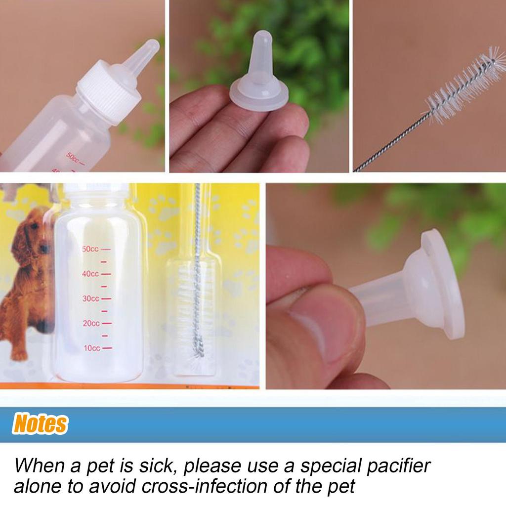 Cat Bottles For Kittens 50ml Kitten Feeder Baby Dog Milk Bottle Water Feeder With Cleaning Brush For Outdoor Travel Camping