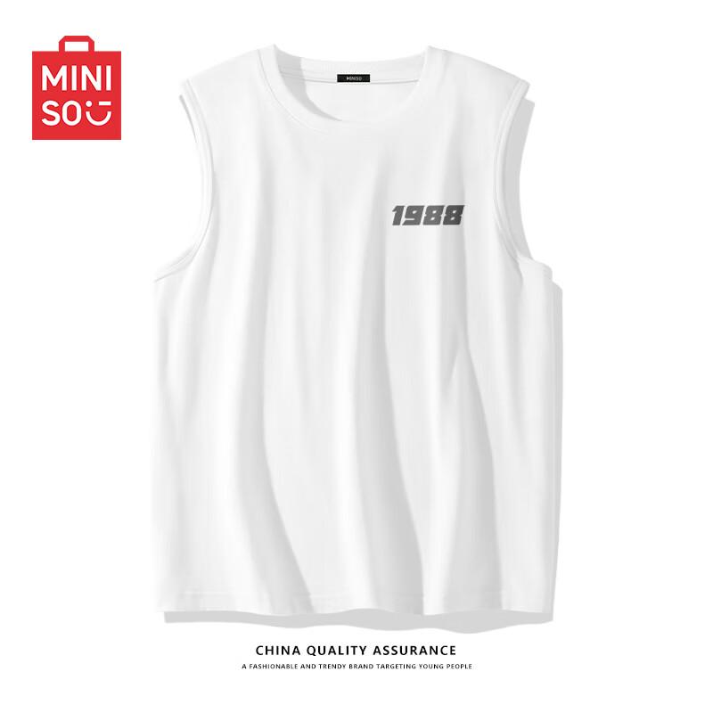 Мужская модная свободная хлопковая майка MINISO XL белый