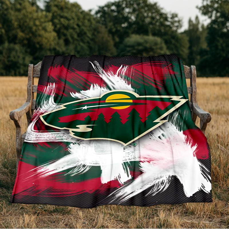 Minnesota Hockey Team Blanket Flannel Throw for Sofa, Indoor, Camping, Living Room, Office, Chair, And Bed Soft Birthday Gift
