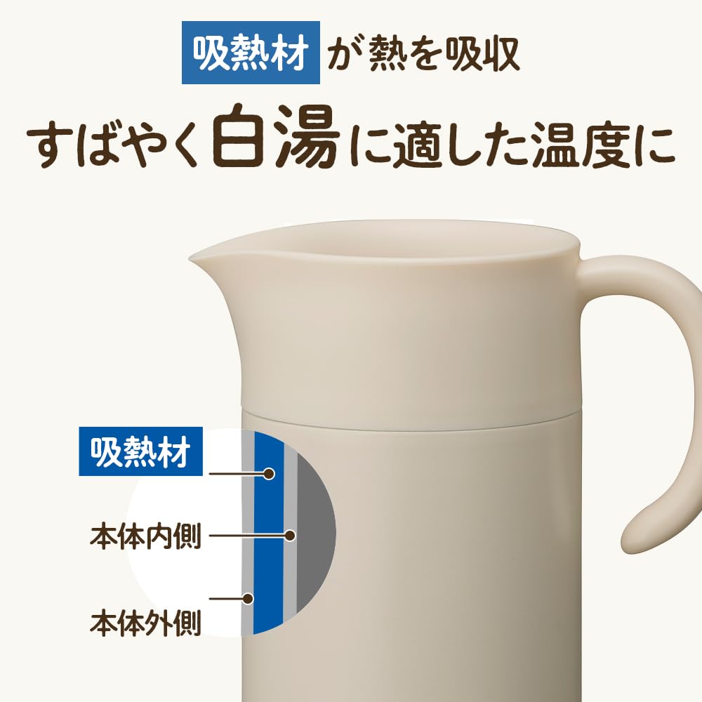Doshisha Pitcher for Hot Hot Water Pink Water Specialist, 1.0L, Heat-Absorbent, Beige, ON℃ZONE