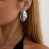 Salircon Vintage Gold Color Pleated Leaf Stud Earrings Women Exaggerated Irregular Metal Earrings Wedding Banquet Party Jewelry