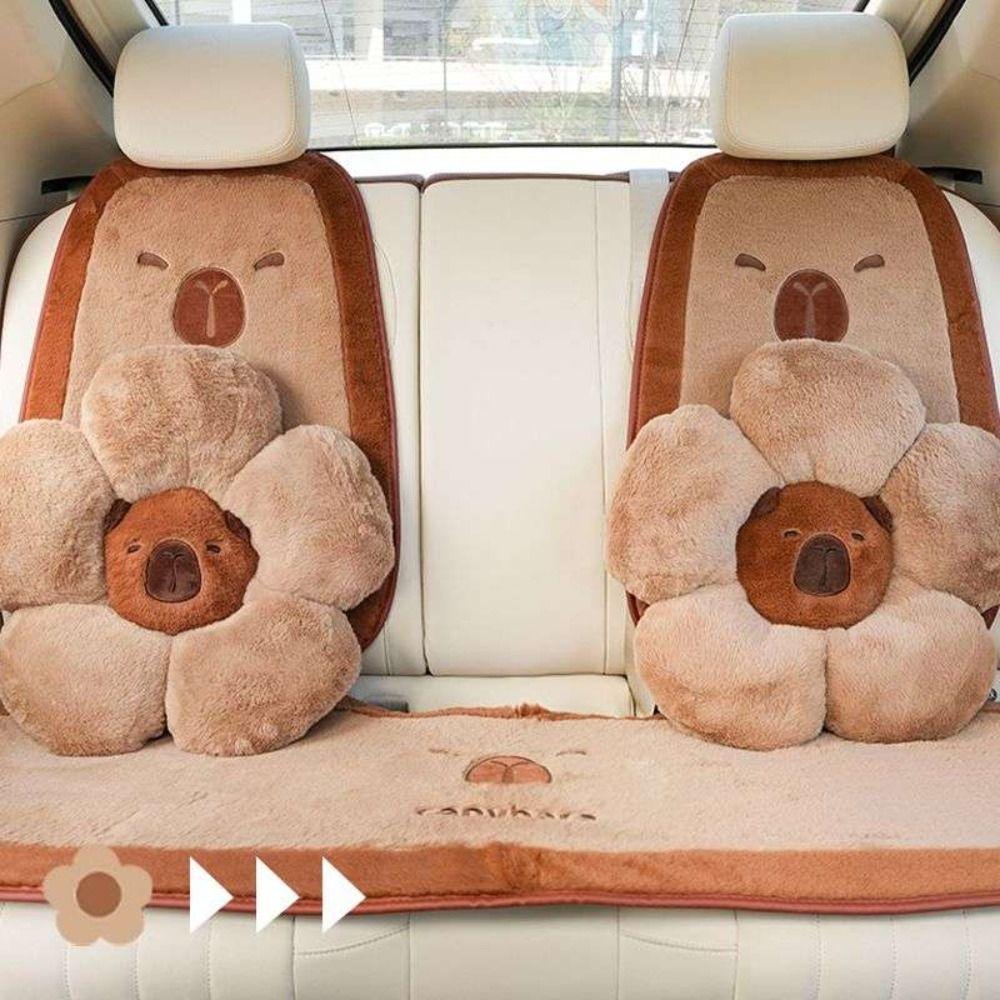Comfort Capybara Car Headrest Cartoon Plush Seat Cushion Car Seat Decoration  Headrest