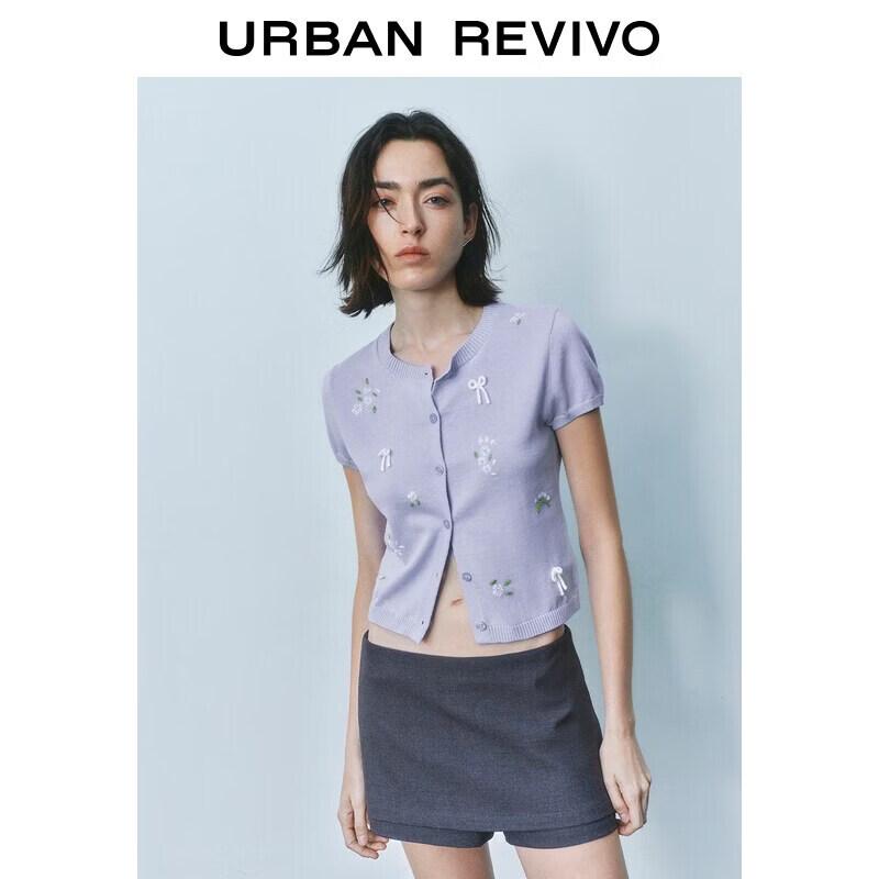 UR Women s Summer 3D Bow Knit Short-Sleeve Cardigan M