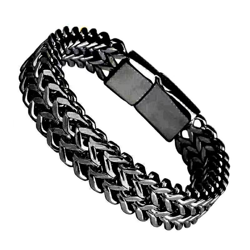 

HNSP 10MM Stainless Steel Bracelet For Men Hidden Locks Hand Chain 19/21/23CM Size Accessories 23cm чорний