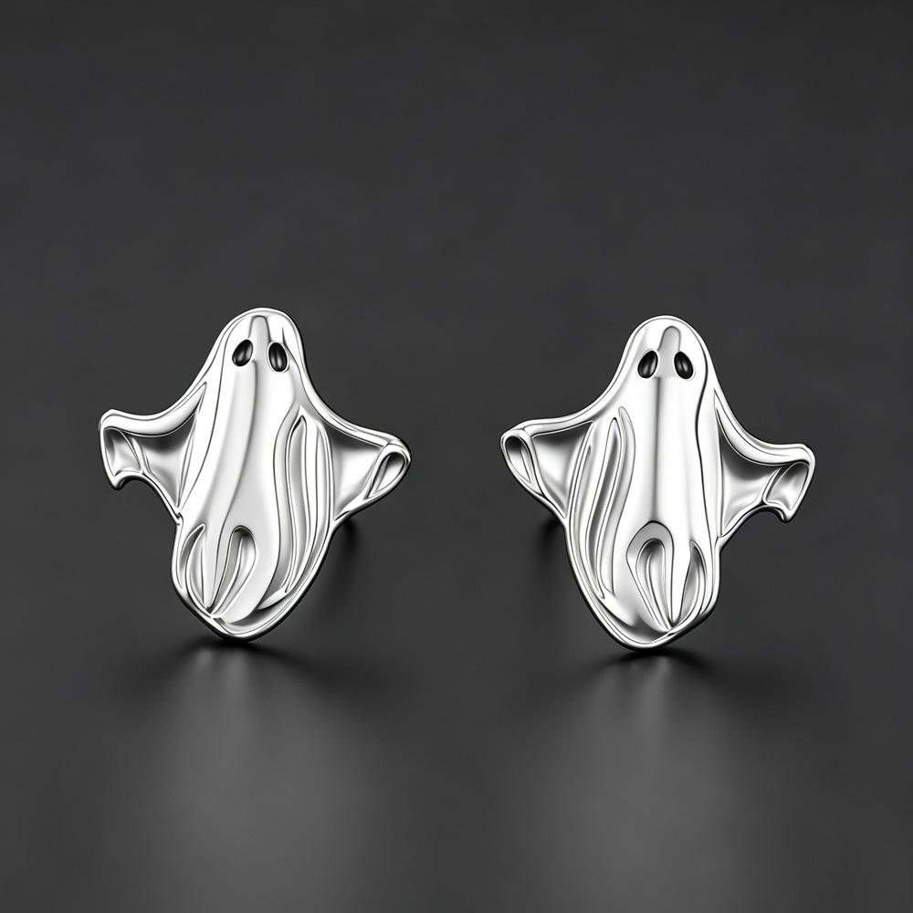 Halloween funny ghost stud earrings girl, minimalist cute fashion accessories TikTok new earrings