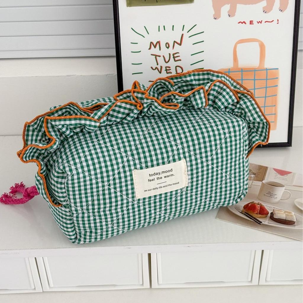 Two Tone Lace Checkered Coin Purse, Fashionable, Classic, High Aesthetic Value, Large Capacity, Portable Storage Coin Purse for Outdoor Use