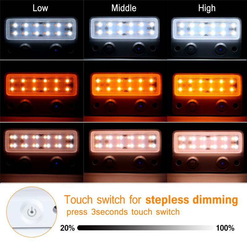 3 Colors Awning Proch Light Interior Wall Universal 12V IP67 Waterproof Marine Caravan Camper Trailer Exterior Camping Bar Lamp