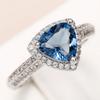 Gift Ring Women'S Wedding Trend Love Jewelry, Triangular Geometry Blue Cubic Zirconia Gorgeous Anniversary Party Jewelry