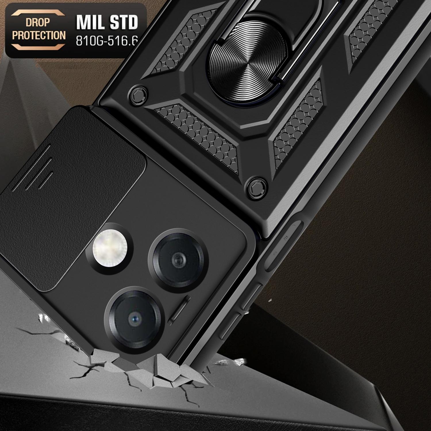 

For Oppo A40 5G/A40 4G/A60 5G/A3x 5G (Індія)/A3x 4G Case with Slide Camera Lid PC+TPU Kickstand Phone Cover Red