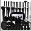 Set Regalo Pennelli Trucco Personalizzato 70 Pezzi, Kit di Pulizia, Beauty Case, Fascia per Capelli, Cinturino da Polso, Spugnetta, Piegaciglia,