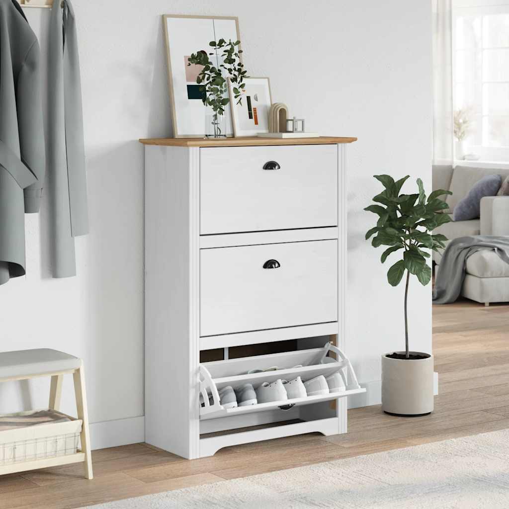 Vidaxl Shoe Rack, Bodo, White-Brown, 80X35X118 Cm