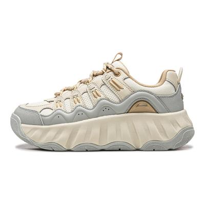 Li Ning Cookie Sapato Amortecimento Antiderrapante Resistente à Abrasão Respirável Leve Cano Baixo Sapatos Casuais Feminino AGCW028-5