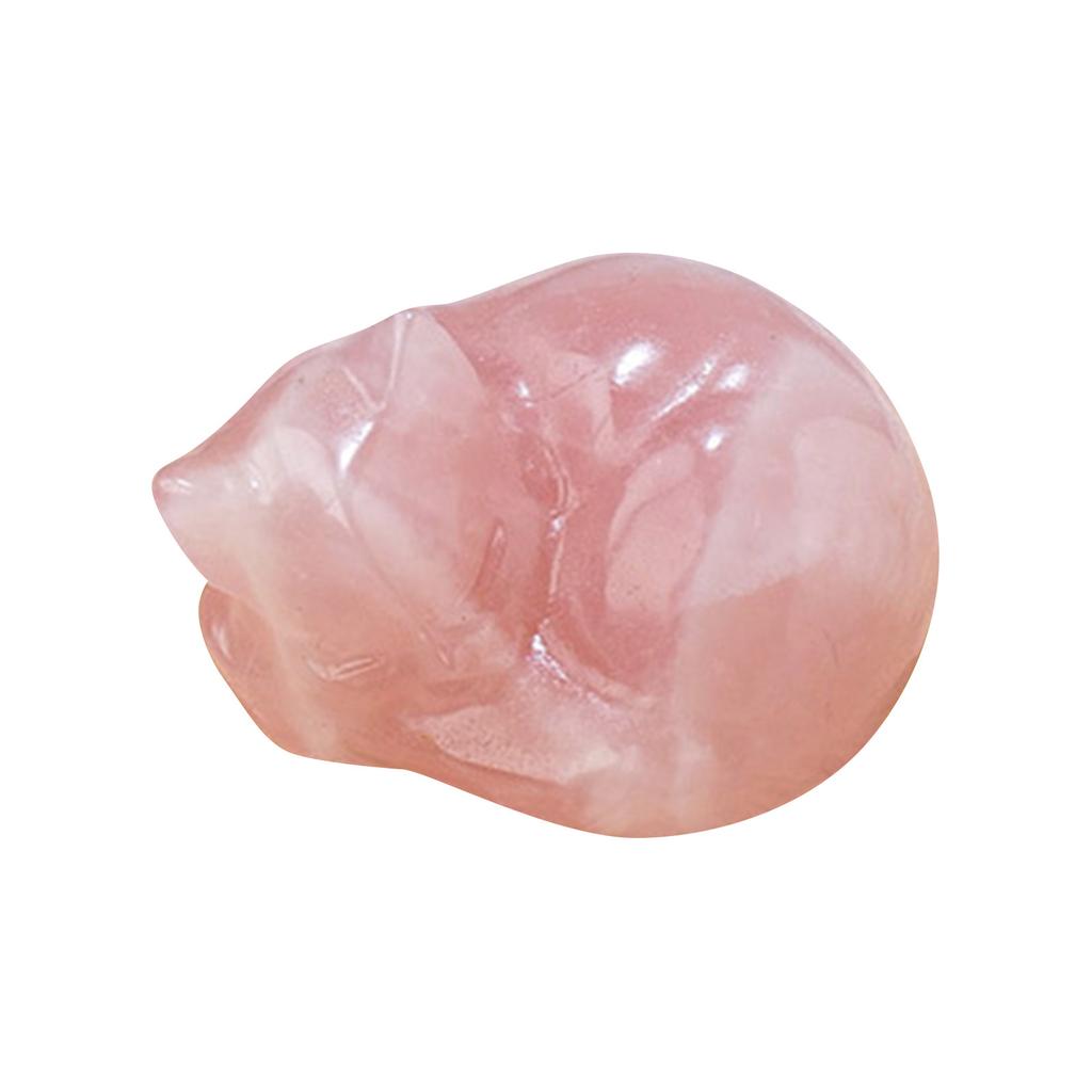 Natural Quartz Crystal Sleeping Cat Decoration, Miniature Garden Ornaments, Meditation Cat Crystals Statue Decoration For Desk / Home / Flower Pot