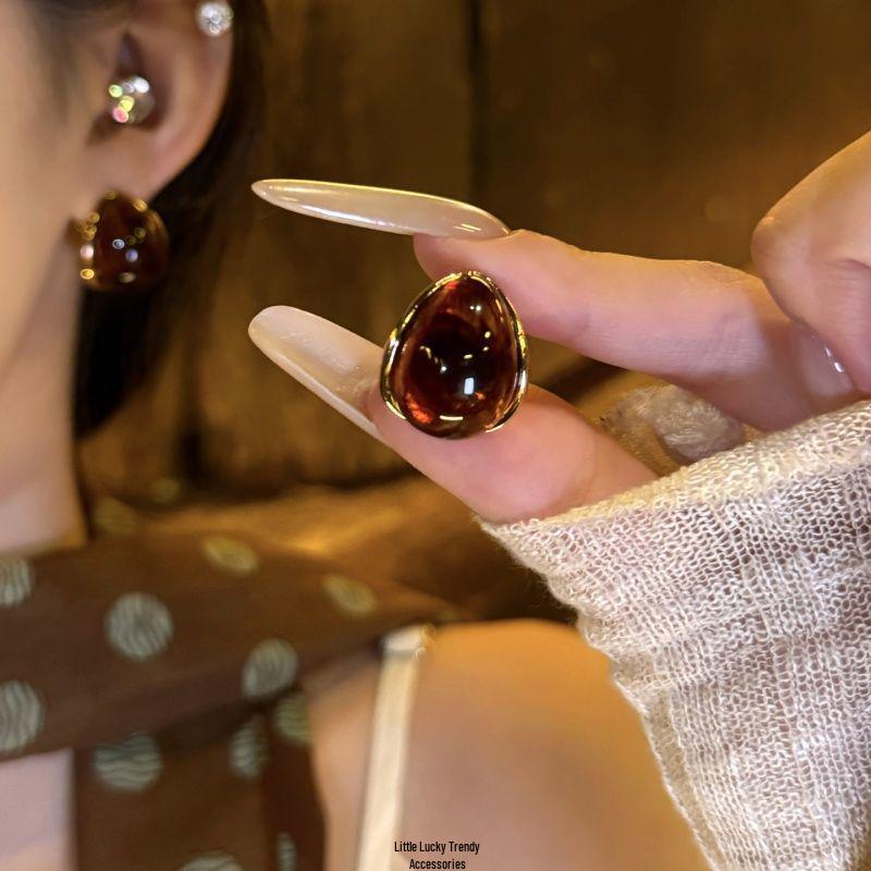 

Срібні Голки Meillard Смоляні сережки-кліпси Крапля Води: Модні ретро універсальні сережки-цвяшки, висококласні нішеві прикраси