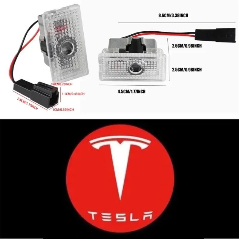 Car Sticker Tesla Tesla 2Pcs Car Door Projector Welcome Lights Accessories For Tesla Model 3 S X Y Cybertruck Roadster SpaceX Ca