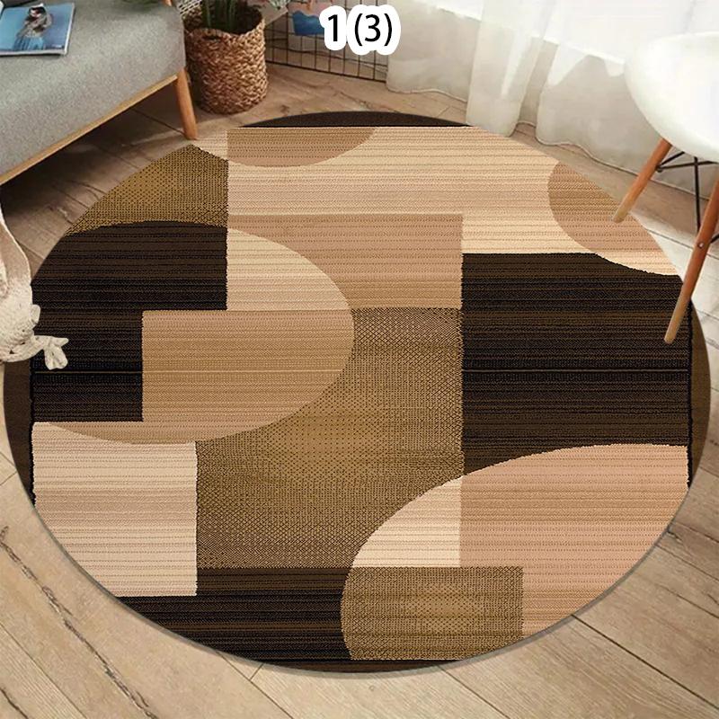 Geometric Abstract Printed Circular Carpet Bedroom Room Living Room Table and Chair Sofa Coffee Table Mat Home Practical Carpet 60cmx60cm