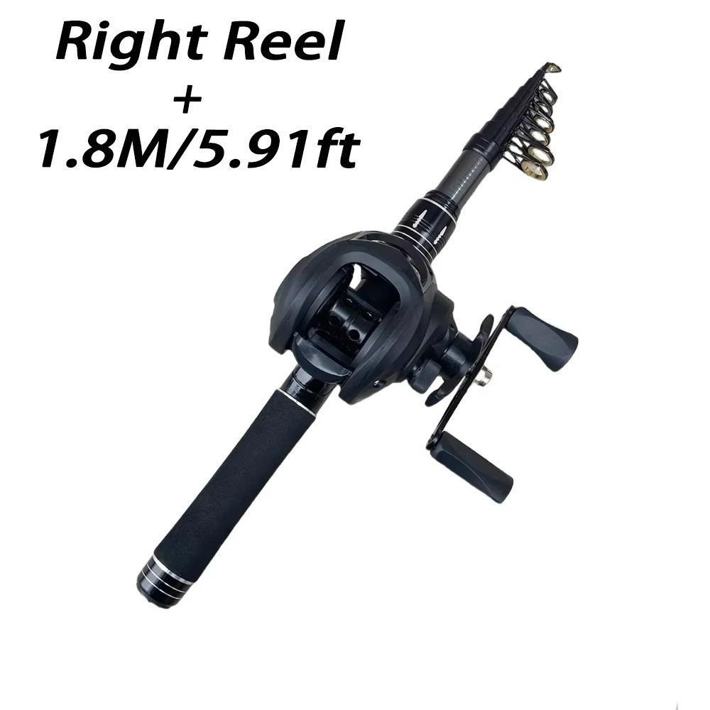 Carrete de Baitcasting Ultraligero Combo Caña de Pescar de Lanzamiento Largo para Viaje Caña de Pescar Mini Viaje