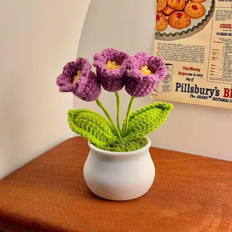 Handcrafted Crochet Potted Plant, Crochet Bubble Flower Tabletop Decor for Valentine s Day, Spring-Inspired Home Accent,  Home Decor белый