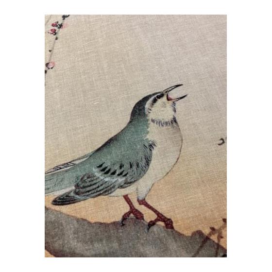Ukiyo-e Tenugui: Plum Blossoms and Nightingale by Ohara Koson