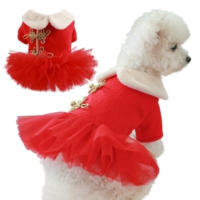 Rotes Weihnachten Haustier Hund Kleid Winter Warm Welpen Tutu Rock Neujahr Party Feiertag Für Kleine Mittelgroße Haustierkleid Teddy Kätzchen Kostüme