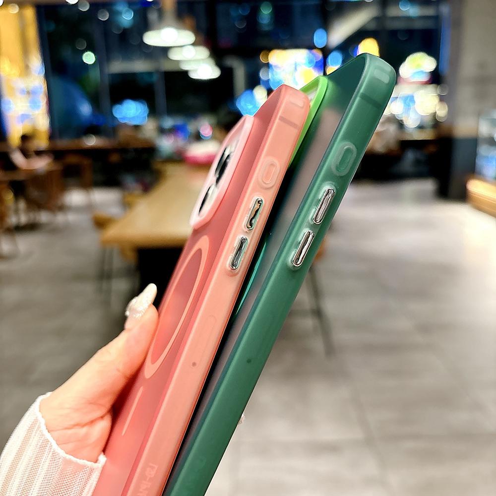 Matt Colorful Sliver Magnetic Phone Case for iPhone 11 12 13 14 15 16 Samsung S20FE S21 S22 S23 S24 S25 TPU Myk silikon Støtsikkert hardt bakdeksel