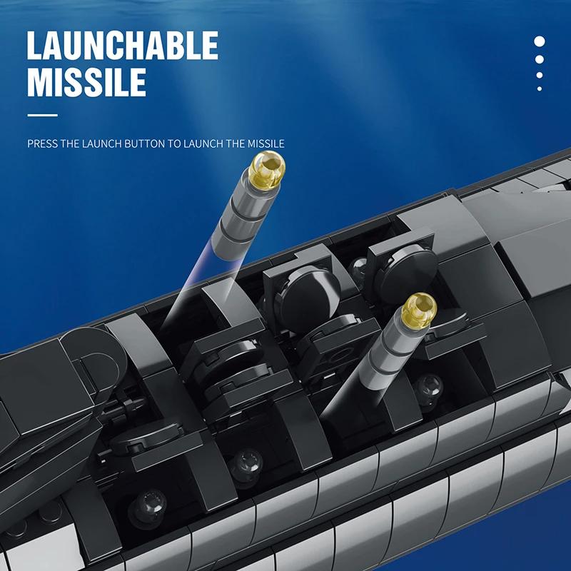 Non-Toxic 1498Pcs Military Large Strategic Nuclear Submarine Building Blocks Warship Arms Model Bricks Sets Kids Diy Toys Holiday Gifts