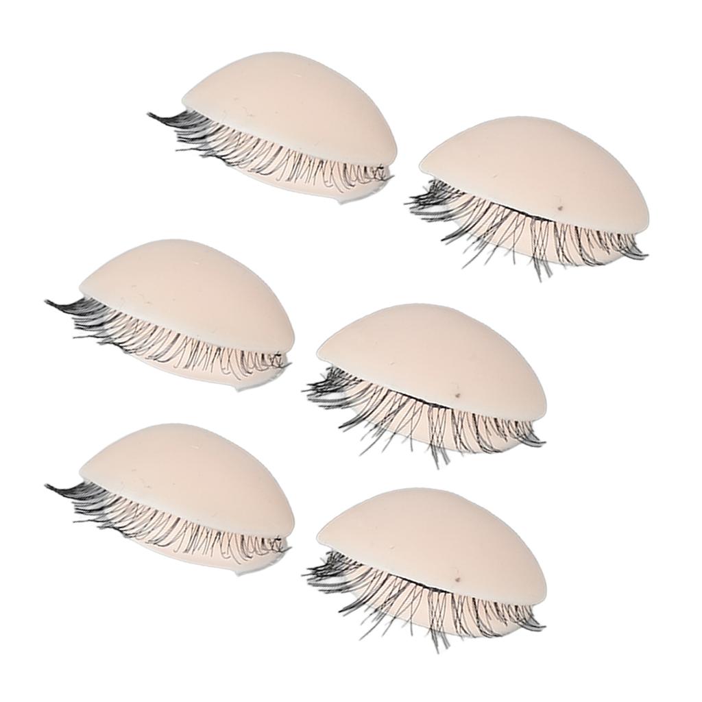 3 Pairs Mannequin Head Eyelids with Eyelashes for Eyelash Extension Grafting Training Practice