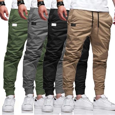Pantalon décontracté fin pour hommes, couleur unie, tendance, sport populaire, pantalon à cordon de serrage