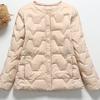 Womens Lightweight Quilted Down Jacket Short Puffer Coat Round Neck Single Button Casual Winter Outerwear