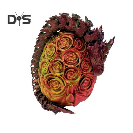 3D Printed Rose Dragon Articulated Dragon with Egg Flexible Rose Dragon with Movable Joints Desktop Stress Relief Toy for Home Office School