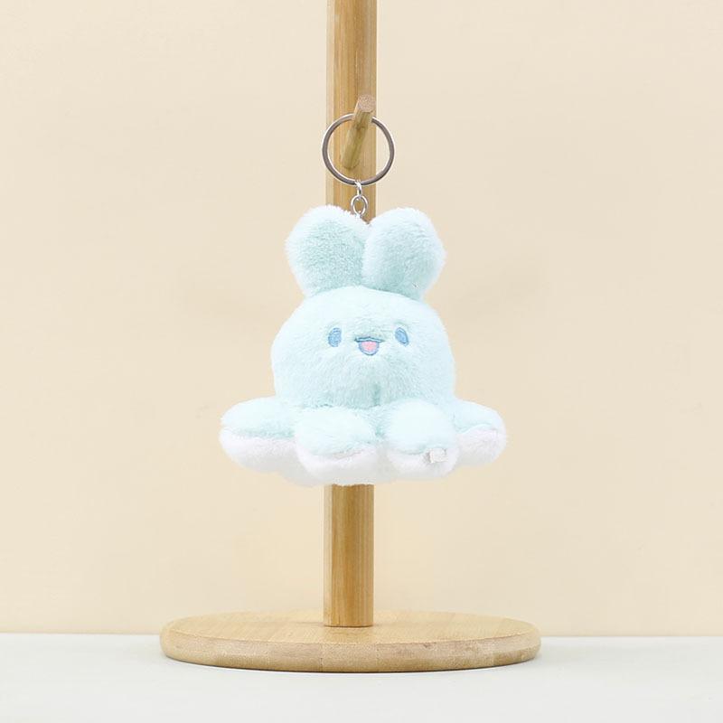 And Pink Cute White Plush Octopus Rabbit Keychain Adorable Stuffed Animal Accessory