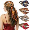 Leopard Print Silk 90cm Versatile Headscarf for Women - European & American Style Satin Scarf