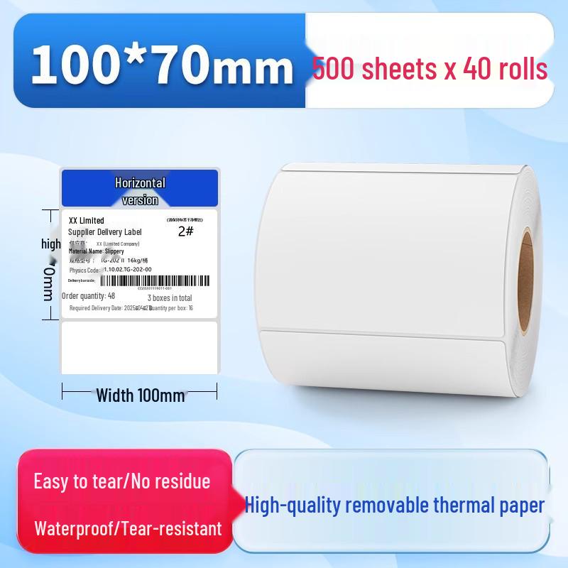 Waterproof Synthetic Thermal Label Paper 60x40 - Freezer Safe, Self-Adhesive, Durable