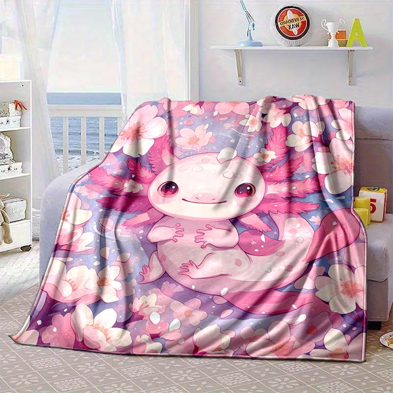 Axolotl Friends In Space Blanket Flannel Blanket for bed, sofa, Camping, Hiking, Picnic Essentials, gift for family Fan gifts