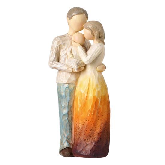 Resin Carving Family Figurine, Mother Father Son Daughter Statue, Hand-Painted Parents Kids Sculpture, Gift for Mother's Day Father's Day