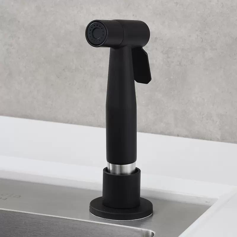 

304 Stainless Steel Black Kitchen Sink Shower Head Pull-out Sprayer Rotatable Tap Single Cold Kitchen Basin Faucet Washing Tub